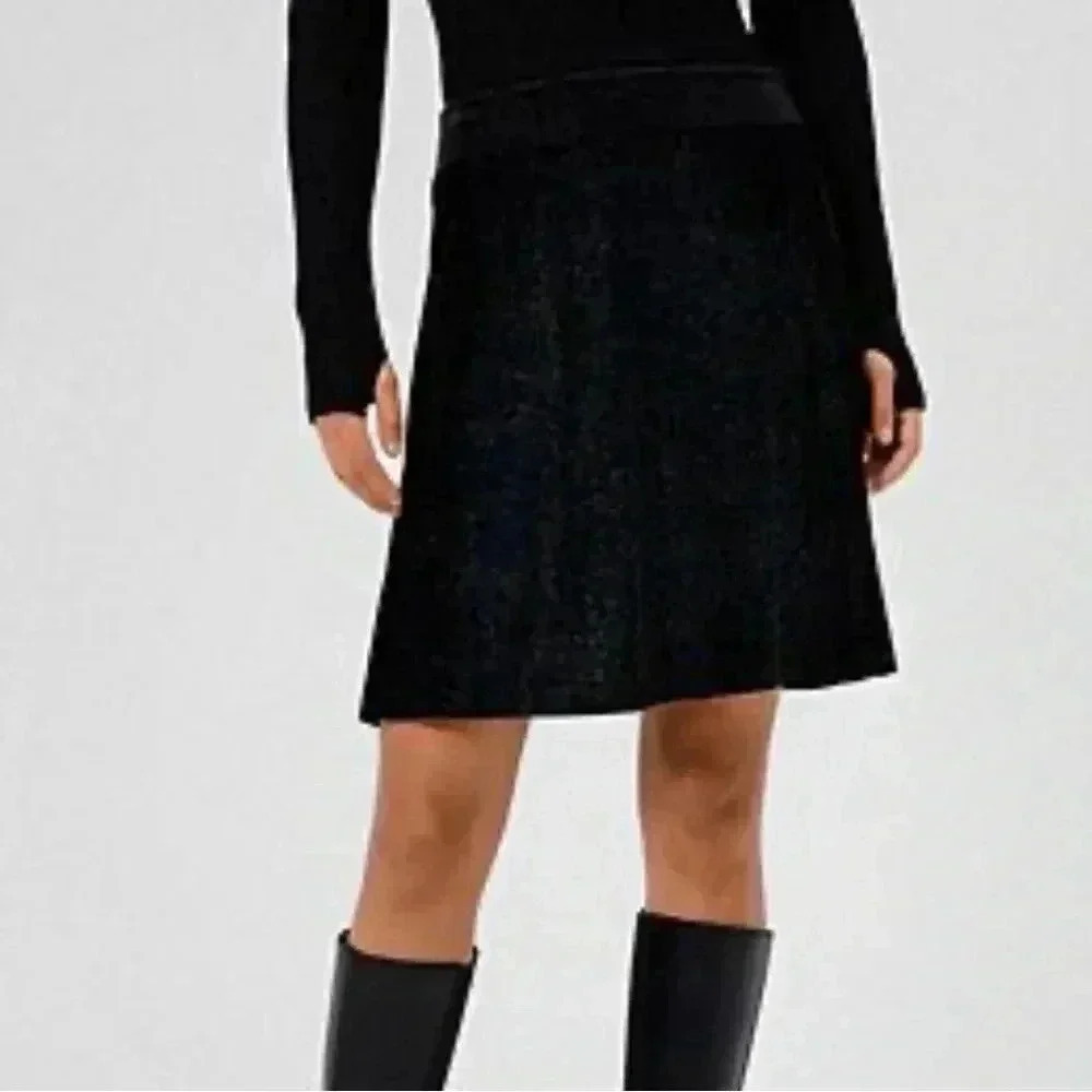 BOSS Hugo boss classic stylish black trend Aline rear zipper wool  midi skirt 36